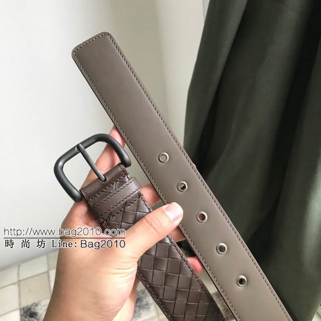 BV高端男士皮帶 寶緹嘉編織搭配槍色磨砂帶頭腰帶 寶緹嘉經典牛皮腰帶  jjp1531